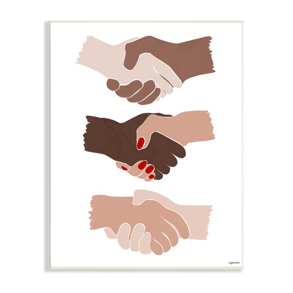Stupell Industries Shaking Hands Inclusivity Motivation Diverse Cultures, 10 x 15, Designed by Kyra Brown