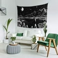 thumbnail image 6 of Black and White Tapestry Starry Night Mountain Tapestries for Bedroom Aesthetic Moon and Stars Tapastries Wall Hanging Dark Nature Forest Wall Tapestry for Living Room Dorm 60 x 40 Inch, 6 of 8