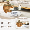 thumbnail image 3 of StnTalk 42" Round Coffee Table, 3-Tier Glass Coffee Table with Imitation Wood Grain and Faux Marble MDF Base, Modern Storage Center Table for Living Room, Small Space, Apartment, 3 of 7