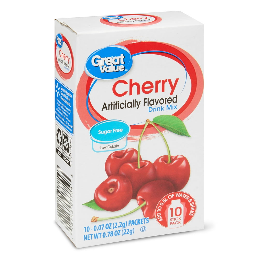 Great Value SugarFree Cherry Drink Mix, 0.78 oz, 10 Count