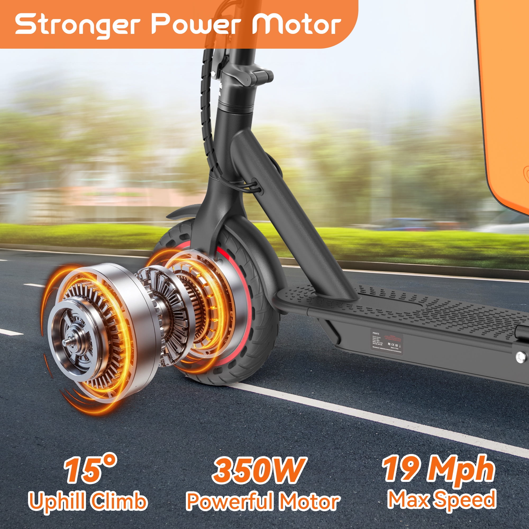 PRINTE N1 Electric Scooter 350W with Seat and Storage Bag, LCD Display Waterproof APP 19MPH for Adult and Teen UL2272