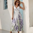 thumbnail image 5 of Lavender Flowers on White Background Dress Fashion Boho Beach Long Dresses Female Party Printed Maxi Dress, 5 of 9