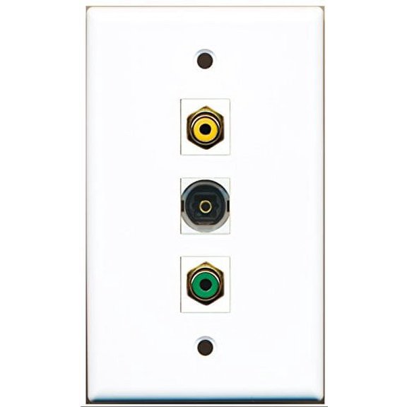 RiteAV - 1 Port RCA Yellow and 1 Port RCA Green and 1 Port Toslink Wall Plate