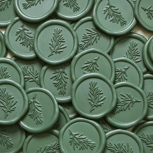 UNIQOOO Pegatinas de Sello de Cera - Pegatinas de Sello de Sobre de Invitación de Boda Pegatinas Autoadhesivas de Color Verde Oliva, Perfectas para Invitaciones, Sobres, Envoltorios de Regalos, Navida