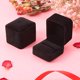thumbnail image 3 of 2 cajas de terciopelo para joyas, cajas para anillos, cajas para pendientes, cajas de almacenamiento para joyas colgantes para bodas, compromisos y San Valentín, color negro, 3 of 5