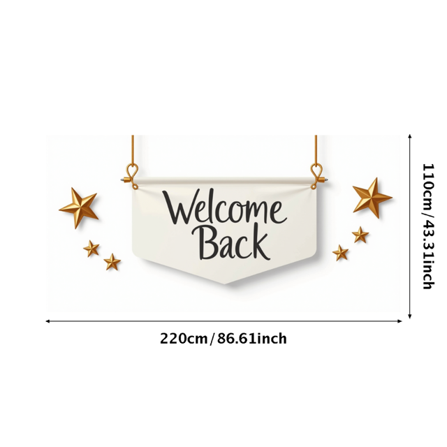 Welcome Back Banner Decorative Stars Twirls Design Celebratory Backdrop Perfect Party Supplies Reception Decorations Office Events Photography Props