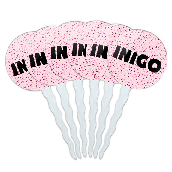 Inigo Cupcake Picks Toppers - Set of 6 - Pink Speckles