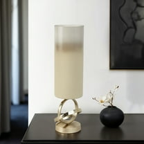 Elegant Glass & Metal Candle Holder - Modern Glam Design with Aluminum Base - Decorative Home, Office & Bedroom Accent - 18" White & Gold