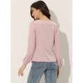 thumbnail image 4 of Blusa informal de manga larga con cuello cuadrado y pliegues en la parte delantera para mujer Rosa S, 4 of 6