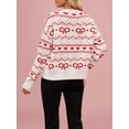 thumbnail image 6 of Women'S Cute Crew Neck Cardigan Long Sleeve Casual Knitted Cardigan Drop Shoulder Sweater White Red Heart M, 6 of 7