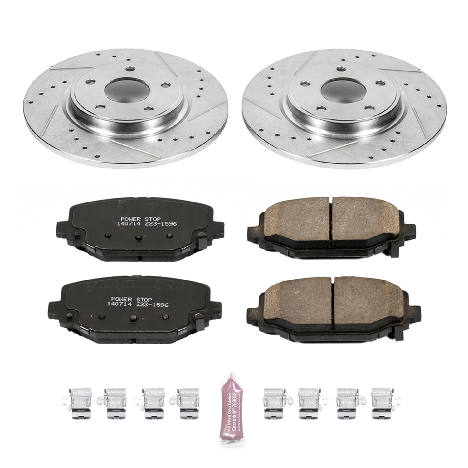 PowerStop Rear Z23 Evolution Sport Carbon-Fiber Ceramic Brake Pad and Drilled & Slotted Rotor Kit Fits: CHRYSLER DODGE VOLKSWAGEN Select Models K5961