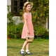 thumbnail image 5 of Vestido Haloumoning para niñas, malla en contraste, manga abullonada, rosa oscuro, 5 of 6