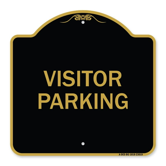 SignMission A-DES-BG-1818-23019 18 x 18 in. Designer Series Sign - Reserved Parking Sign Visitor Parking&#44; Black & Gold