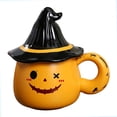 thumbnail image 2 of Taza de cerámica con forma de fantasma de Halloween, para bebidas, adorno de mesa, taza para bebidas con tapa Naranja, 2 of 9