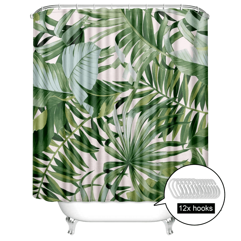 Hawaiian Beach Shower Curtain Winter Bathroom Decor with 12 Hooks