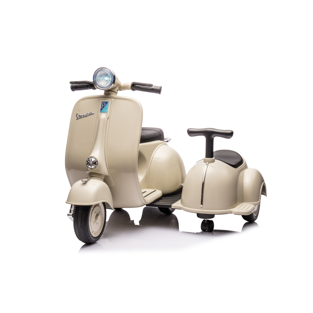 6V LICENSED Vespa Scooter Motorcycle with Side Car for kids, Gray