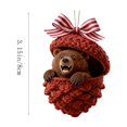 thumbnail image 2 of IPEWLEX Bear in Pinecone Christmas Ornament – Cute Animal Design with Red & White Ribbon Hanging Loop, 2 of 7