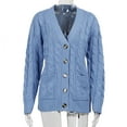 thumbnail image 3 of Women Winter Sweater Cardigan Long Sleeve Open Front Button Down Knitwear Coat With Pocket, 3 of 7
