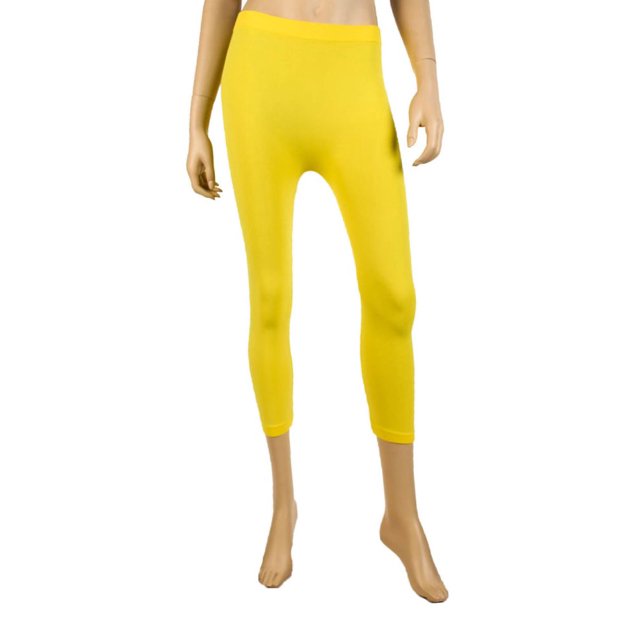 LAVRA Women's Capri Calf Length Color Leggings-Yellow