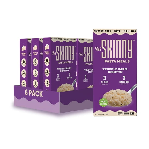 It’s Skinny Truffle Parm Risotto – Low Carb Pasta, Gluten Free, Non-GMO, Keto-Friendly, Only 3 Net Carbs & 2g of Fiber per Serving, with Truffle & Parmesan Cheese Sauce, Ready in 5 Minutes (6 Packs)