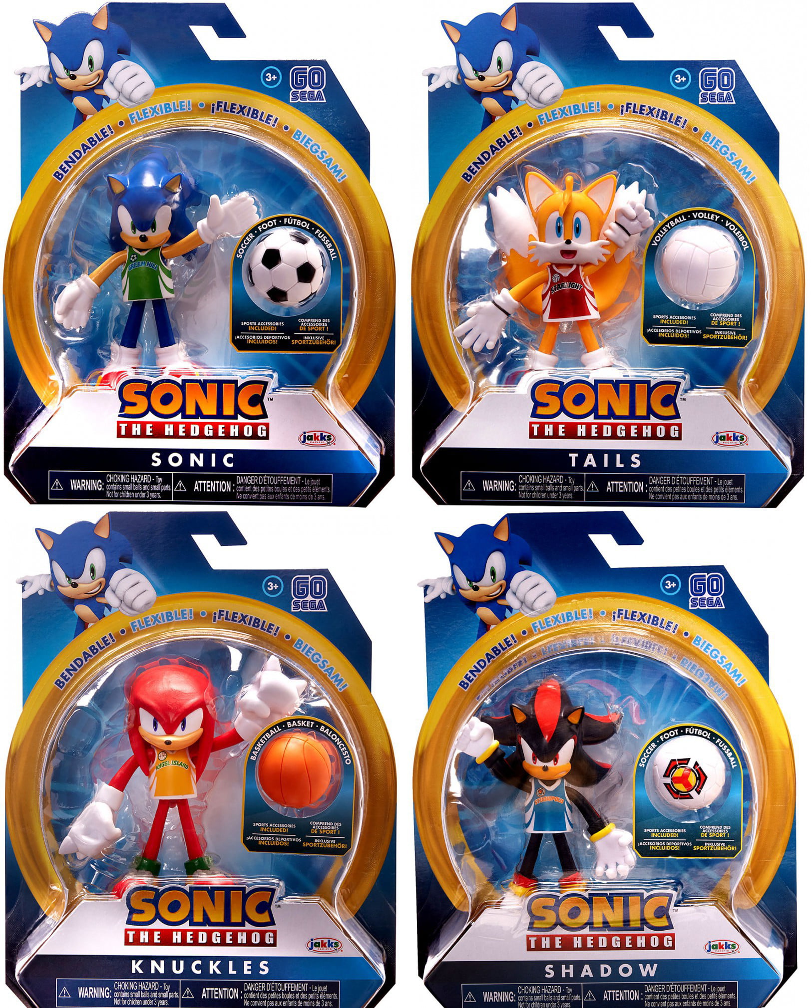 Sonic Knuckles Tails Shadow Set Details about   Sonic the Hedgehog 4" Bendable Action Figures 