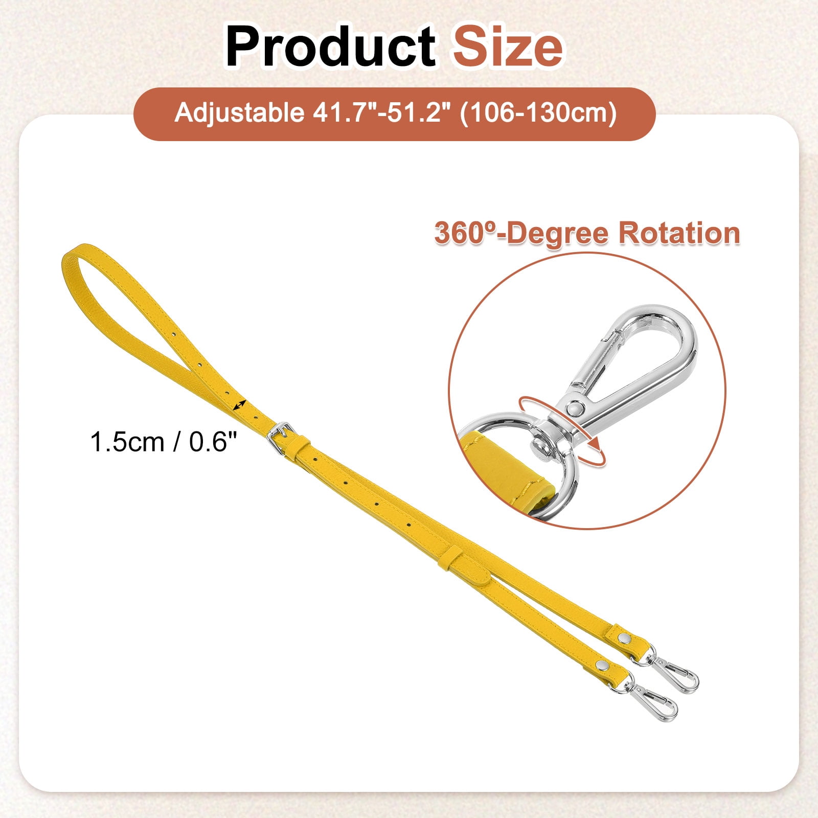 0.6" Genuine Leather Purse Strap for Bag (Earthy Yellow, Silver Buckle)