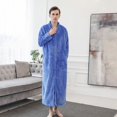 thumbnail image 1 of Camisón de franela de otoño e invierno para mujer, camisón de cuadros de piña alargado y grueso, bata de baño para pareja, pijamas para hombre, ropa de casa, 1 of 6