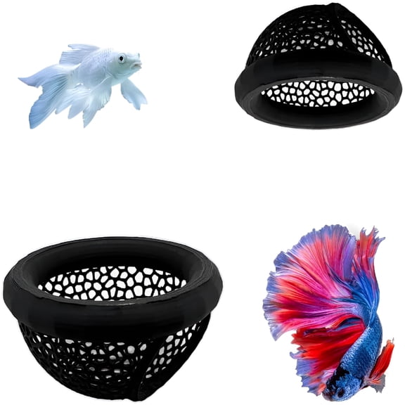 BPPEG 2 PCS Floating Betta Hammock & Shrimp Shelter – 3D Printed Aquarium Decor with Feeding Ring, Safe Resting Spot for Betta Fish, Shrimp and Small Fish