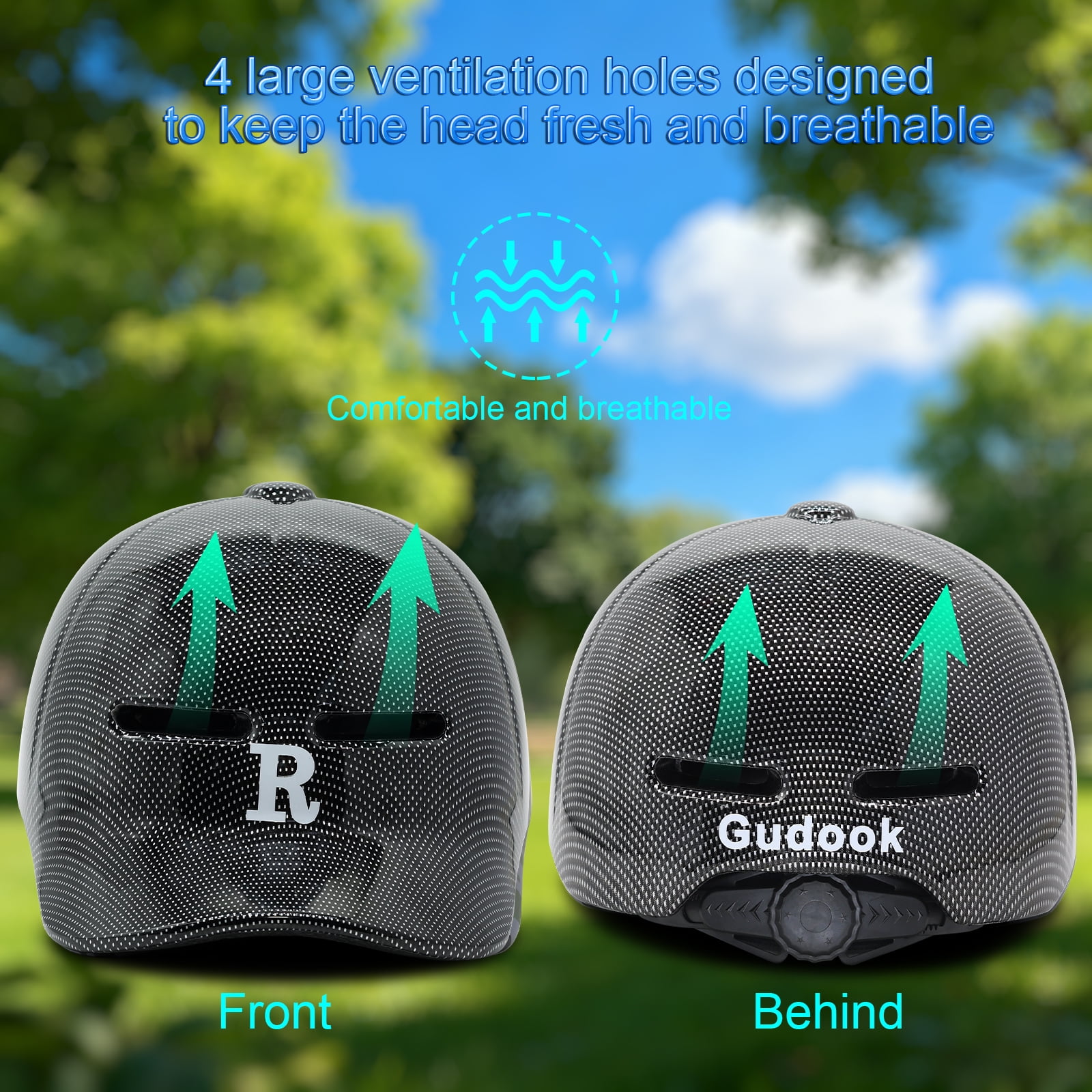 Adult bicycle helmet, unisex - comfortable, lightweight, adjustable baseball cap style cycling helmet, suitable for urban commuting, road cycling, rollerblading, and scooter riding.