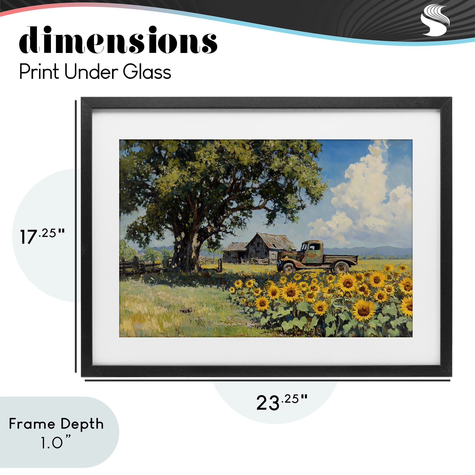 Stupell Industries Sunflower Pickup by Old Barn Black Framed Print Under Glass, design by Franklyn Gregory