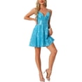 thumbnail image 2 of INSPIRE CHIC Vestido de Mujer con Brillo y Lentejuelas, Tirantes Espagueti, Espalda Descubierta, Vestido de Fiesta Mini para Club, Talla XS, Azul, 2 of 6