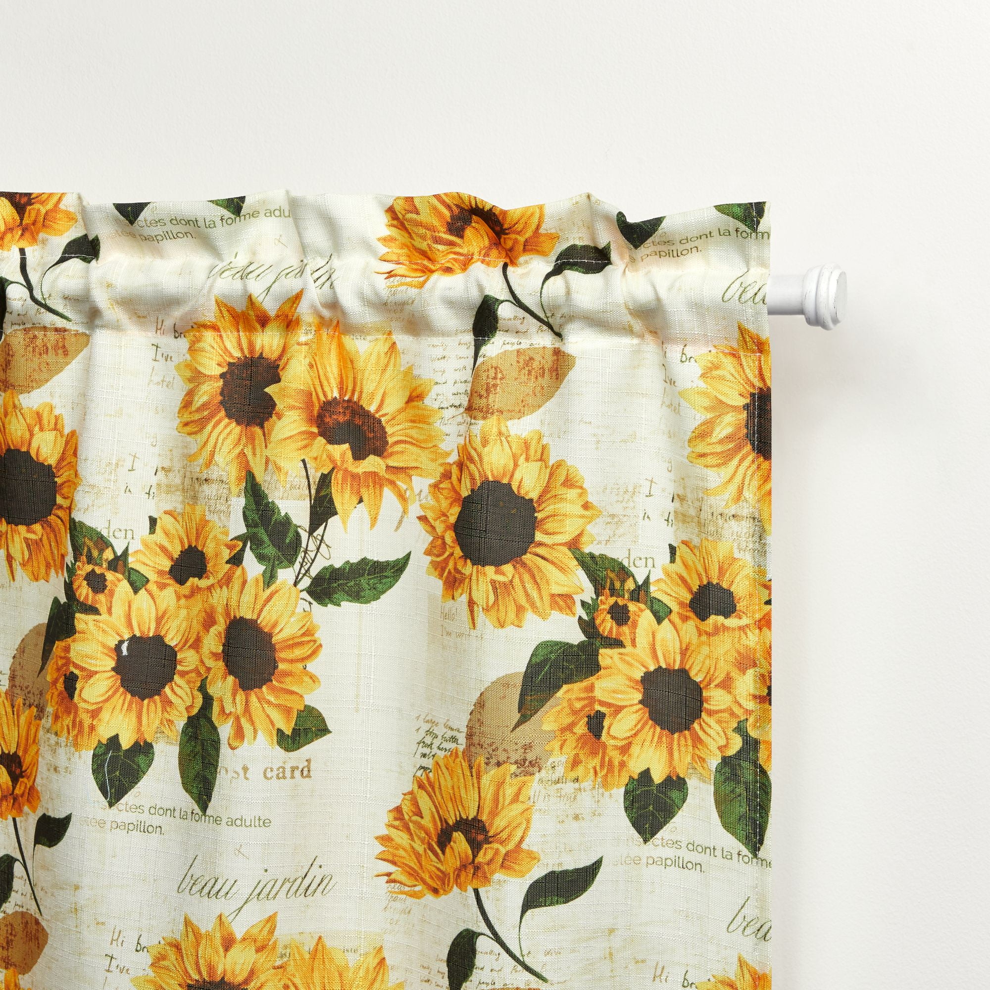 Mainstays Light Filtering Curtain Tier Pair and Valance Set, 3-Piece, Sunflower, 54" W x 36" L