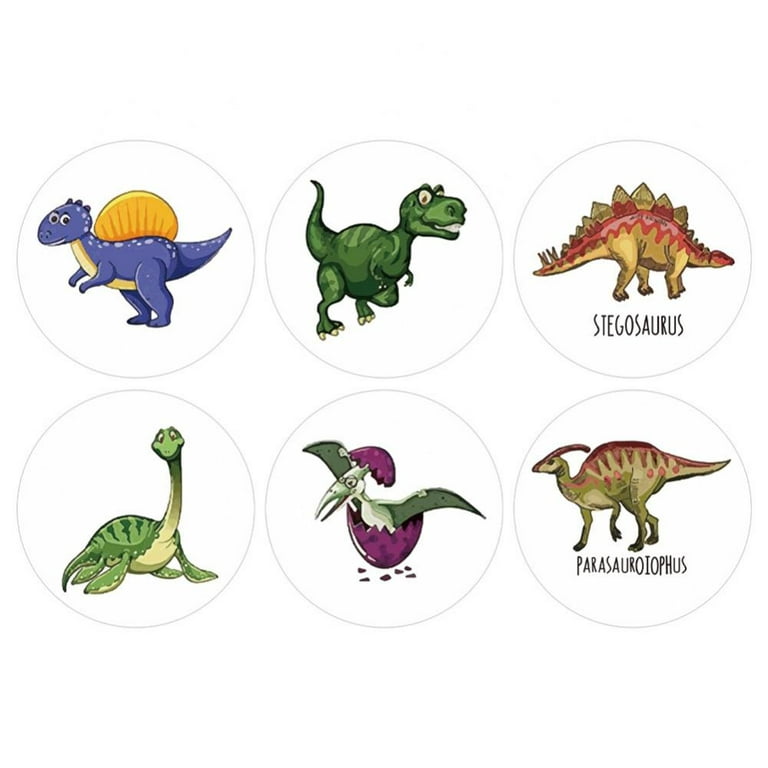 500 Pieces Adorable Round Cartoon Dinosaur Stickers, Vibrant Designs Cartoon Dinosaur Stickers Cartoon Animal Labels for Children Teacher Prize