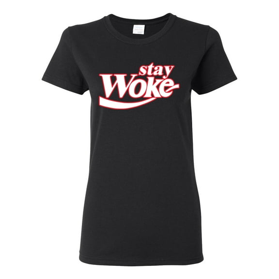 Wild Bobby Stay Woke, Classic Iconic Soda Logo Parody Women Graphic Tee