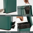 thumbnail image 3 of mDesign Small 1.3 Gallon Rectangle Metal Step Can, Liner/Handle, Hunter Green, 3 of 6