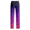 thumbnail image 6 of Halloween Pajama Pants Women Cute Cartoon Bat Casual Lounge Pajama Pants Elastic Waist Drawstring Fashion Sleep Bottoms Purple XL, 6 of 6