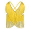 thumbnail image 3 of Jowowha Women's Belly Dance Bra Tops V Neck Sleeveless Fringe Crop Top Indian Dancer Performance Yellow XXL, 3 of 5