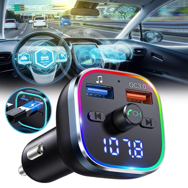 Bluetooth 5 Transmisor Fm Reproductor De Mp3 Para Automóvil Dual Usb Bluetooth Llamada Manos Libres Transmisor Bluetooth Para Automóvil Sweethay VI011434-00