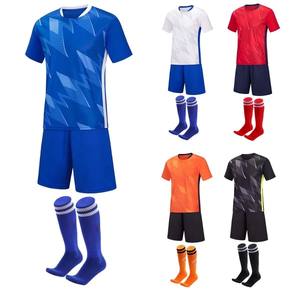Lumosvexa Boys Outfit Sets 2 Piece, Breathable Mesh T-Shirt and Elastic Waist Shorts Summer Activewear Blue 10-12