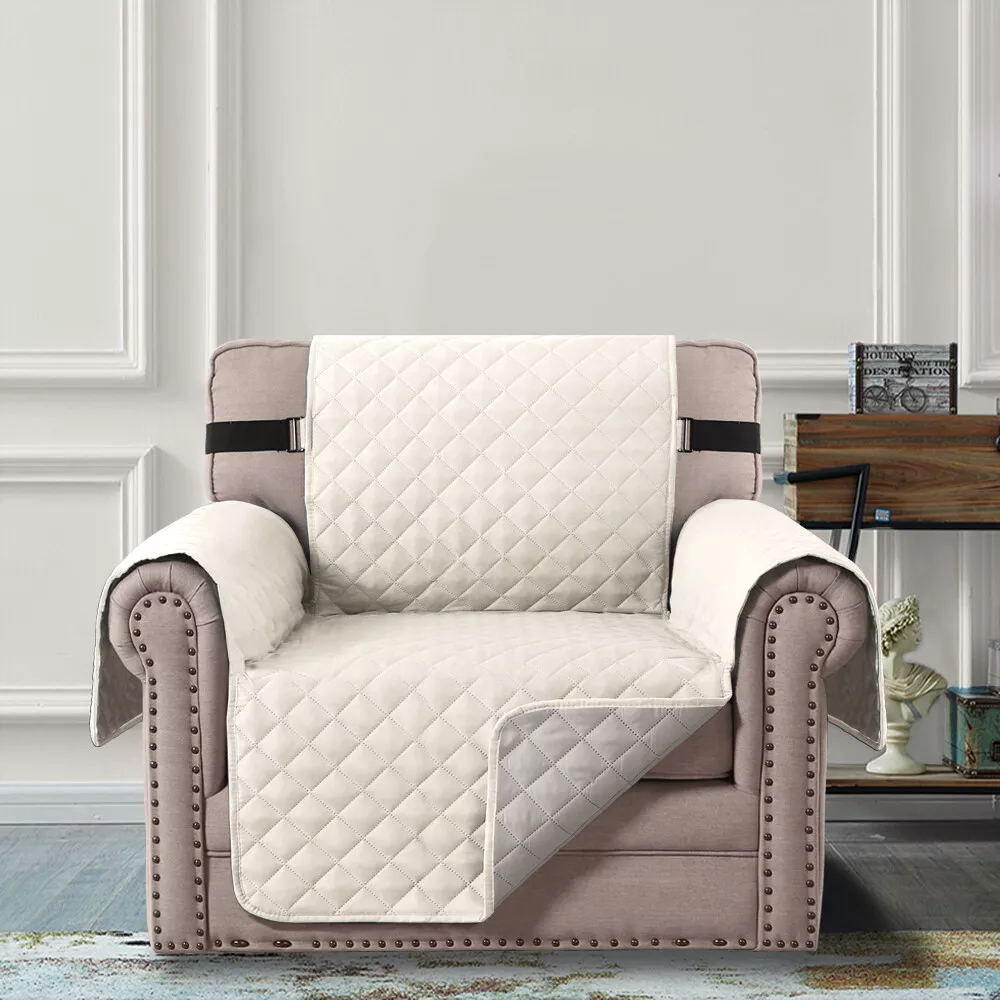 CJC Non-slip Sofa Cover Reversible Quilted Couch Slipcover Waterproof Tear Resistant Furniture Protector for Kids Pets, 3 Sizes