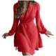 thumbnail image 4 of Vestido de cinturón de manga larga de color sólido con abertura informal con cuello en V a la moda para mujer Fridja nalpqowj5134, 4 of 9