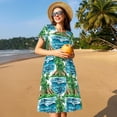 thumbnail image 4 of Disketp Hawaii Palms para Vestido de Manga Corta para Mujeres, Vestidos de Verano para Mujeres, Casual y Holgado para la Playa, 4 of 6