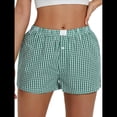 thumbnail image 4 of Pantalones Cortos de Pijama A Cuadros Y2K para Mujer, Bóxers Elásticos, Ropa de Calle Verde XL, 4 of 10