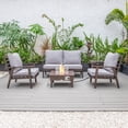 thumbnail image 2 of LeisureMod Walbrooke Modern Aluminum 5-Piece Patio Conversation Set with Outdoor Square Fire Pit Table & Side Table Tank Holder And Grey Cushions, 2 of 19