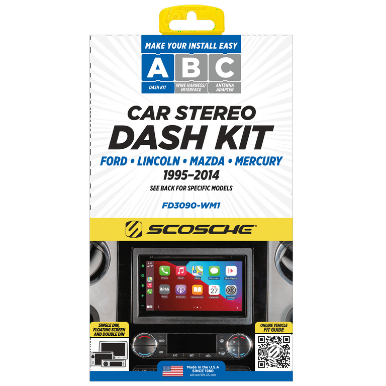 Scosche FD3090 WM1 Sgl Dbl DIN Stereo Kit Comp w 95 10 Ford Lincoln Mercury Mazda Mercury Black New