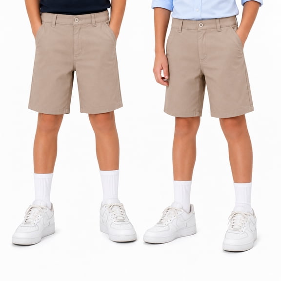 Beverly Hills Polo Club Boys' School Uniform Shorts - 2 Pack Uniform Twill Shorts for Boys (4-18)