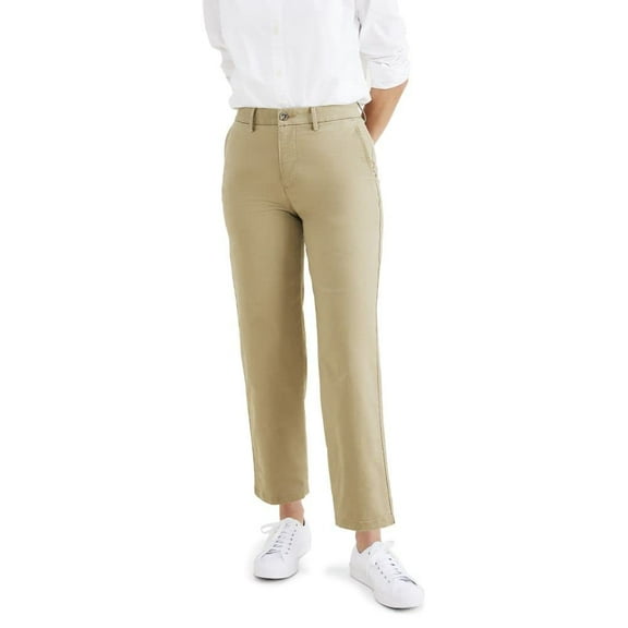 Dockers Women's Straight Fit High Rise Weekend Chino Pants, Harvest Gold, 27