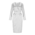 thumbnail image 5 of YueHuiYing Women's Elegant Satin Dress Long Sleeve Fitted Crew Neck Tie-up Back Fall Satin Waist-Defining Dresses, 5 of 7