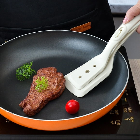 2-in-1 Spatula Tongs, Silicone Kitchen Utensil, Non-Scratch Flexible Flipper, Heat Resistant Cooking Tool, Ergonomic Handle for Frying, Grilling, Serving