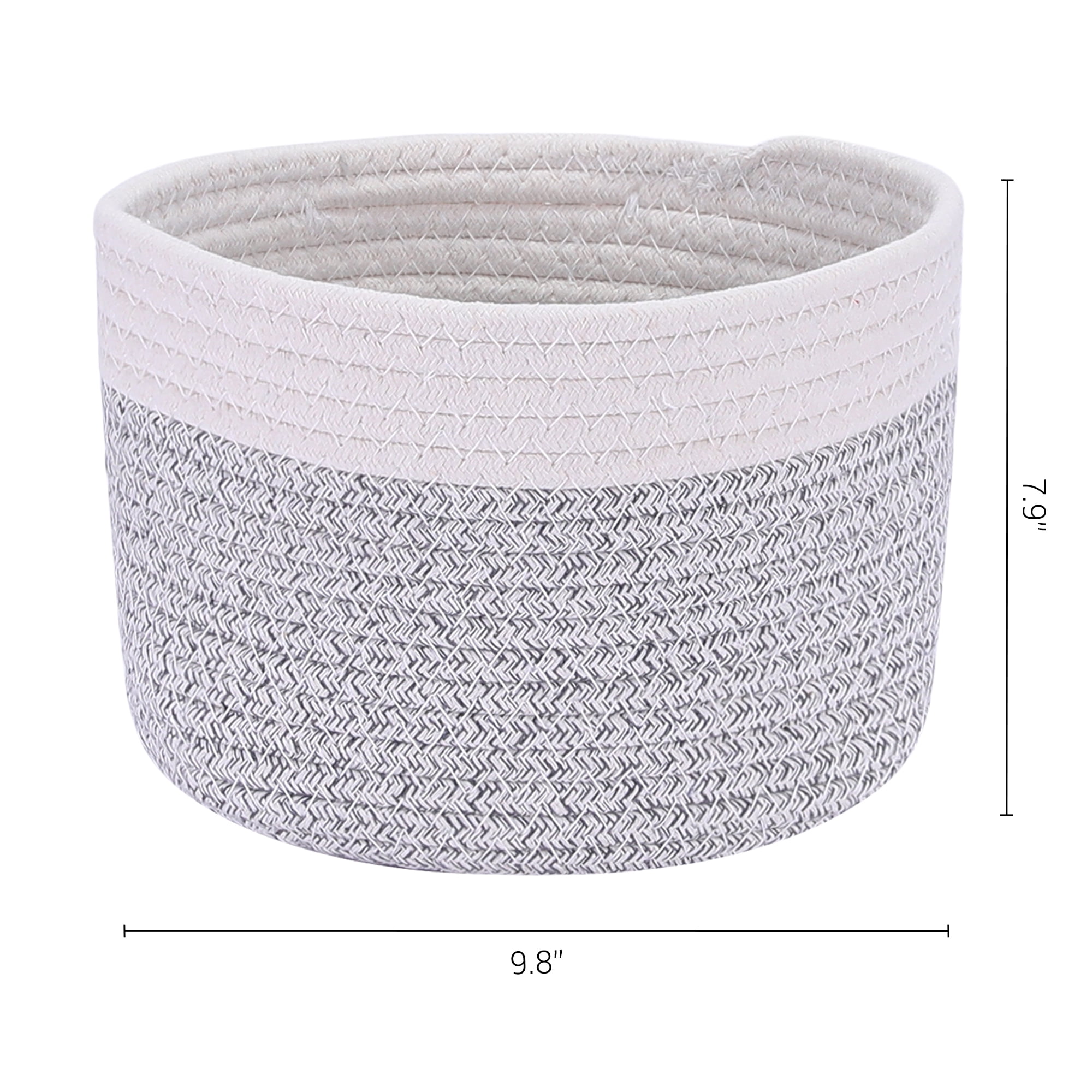 Unique Bargains Woven Storage Basket Bin with Handle for Clothes Home Decor White Grey M